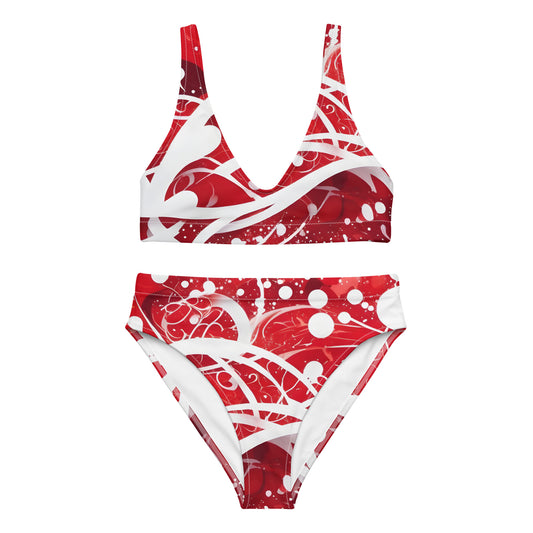 Red and White Splash Art 2PC Swimsuit