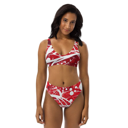 Red and White Splash Art 2PC Swimsuit