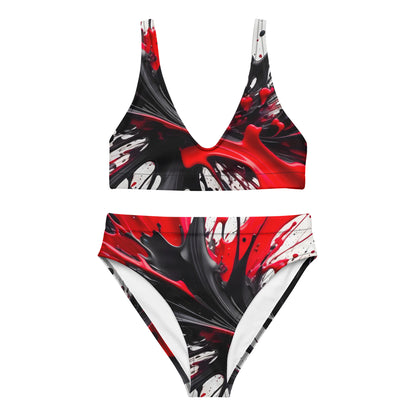 Red and Black Splash Art 2PC Swimsuit