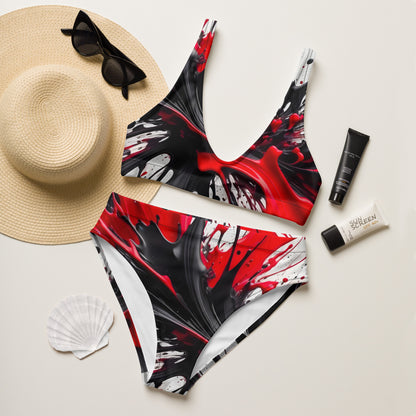 Red and Black Splash Art 2PC Swimsuit