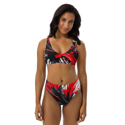 Red and Black Splash Art 2PC Swimsuit