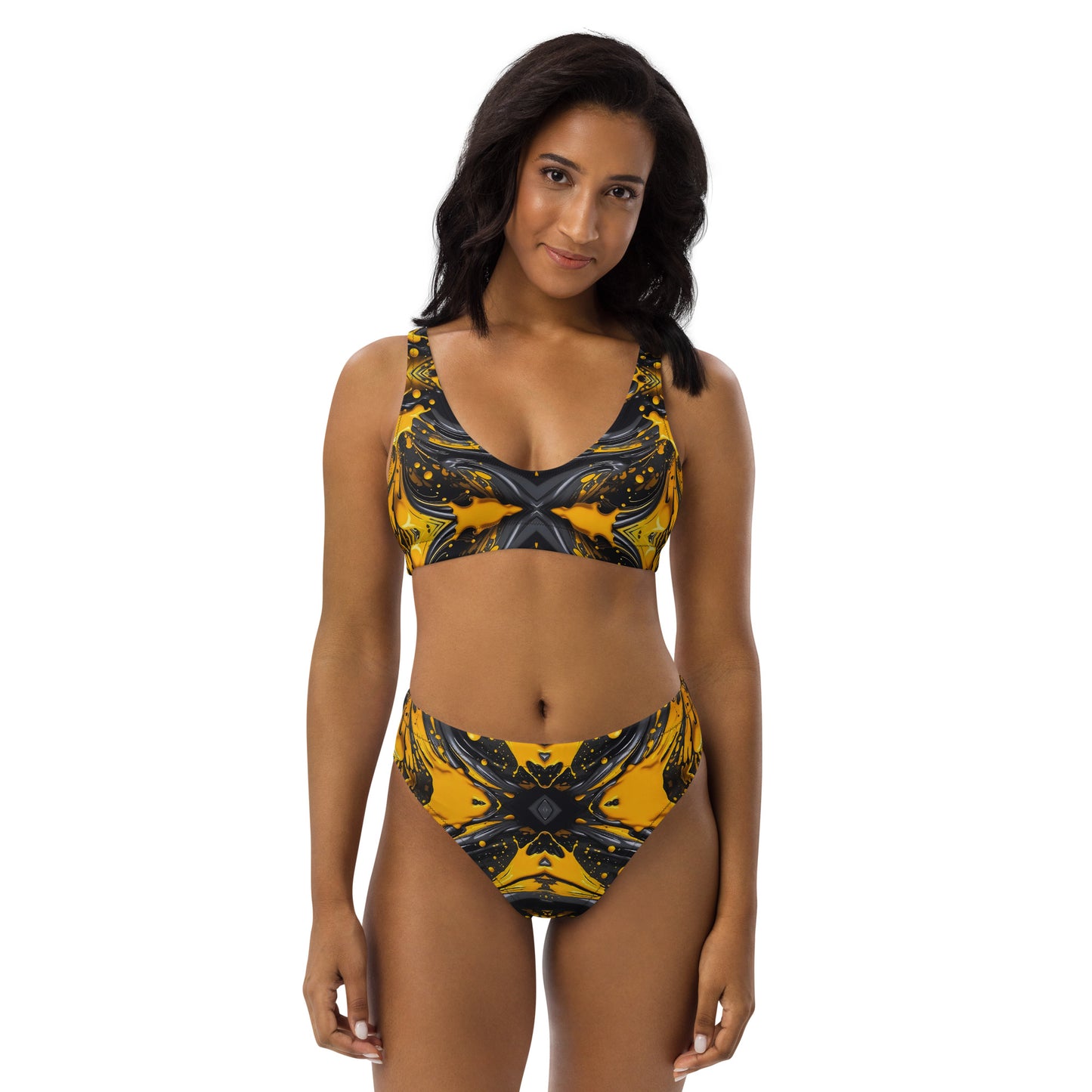 Black and Yellow Splash Art 2PC Swimsuit