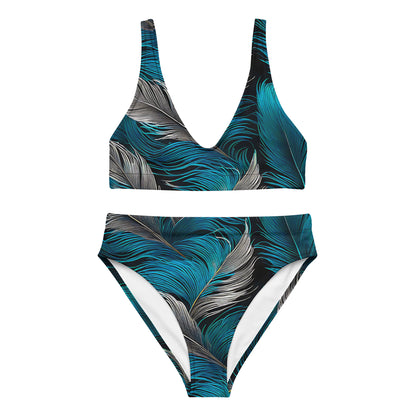 Blue and White Feathers 2PC Swimsuit