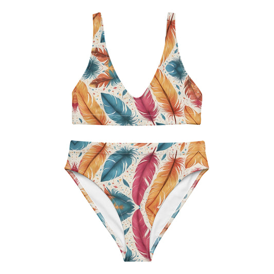 Feathers on White 2PC Swimsuit