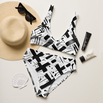 Black X on White 2PC Swimsuit