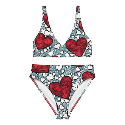 Red Hearts on White 2PC Swimsuit