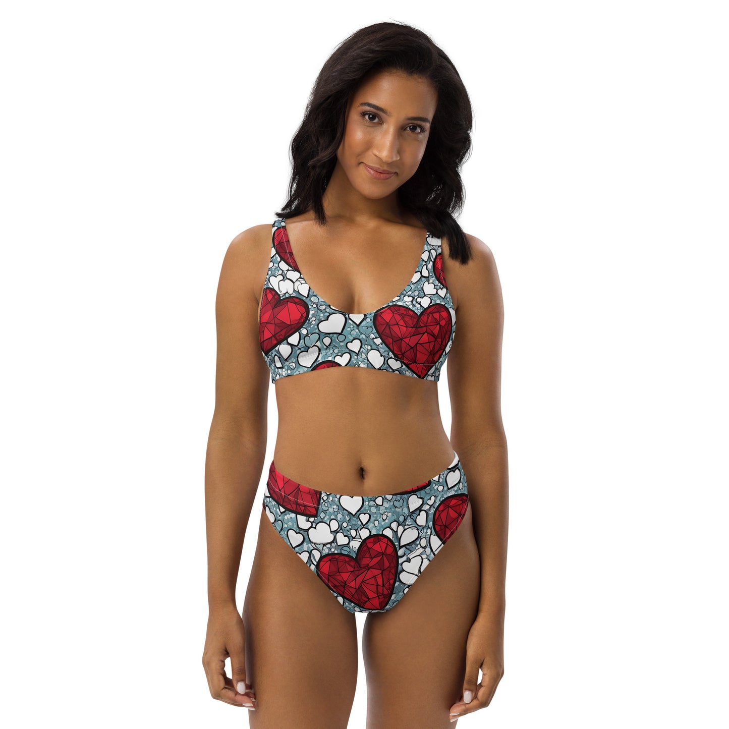 Red Hearts on White 2PC Swimsuit