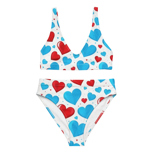 Red and Blue Hearts Cute 2PC Swimsuit