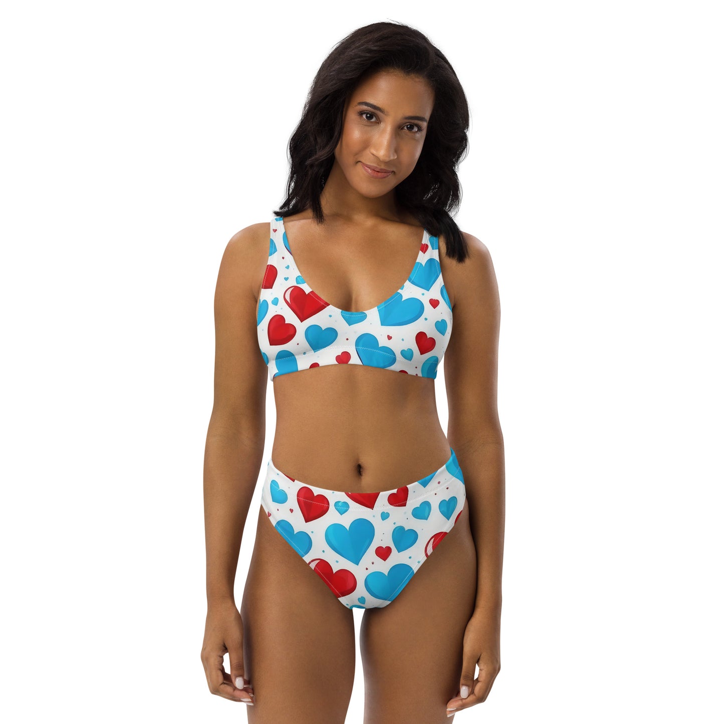 Red and Blue Hearts Cute 2PC Swimsuit