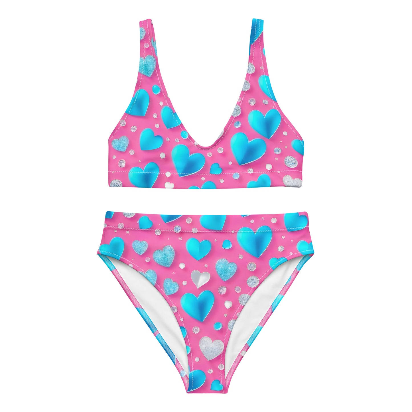 Cute Blue Hearts on Pink 2PC Swimsuit