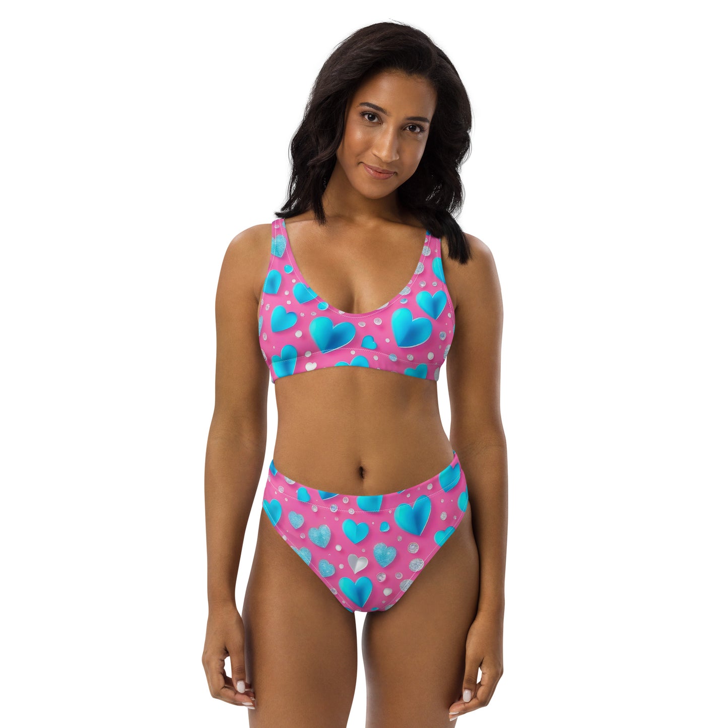 Cute Blue Hearts on Pink 2PC Swimsuit