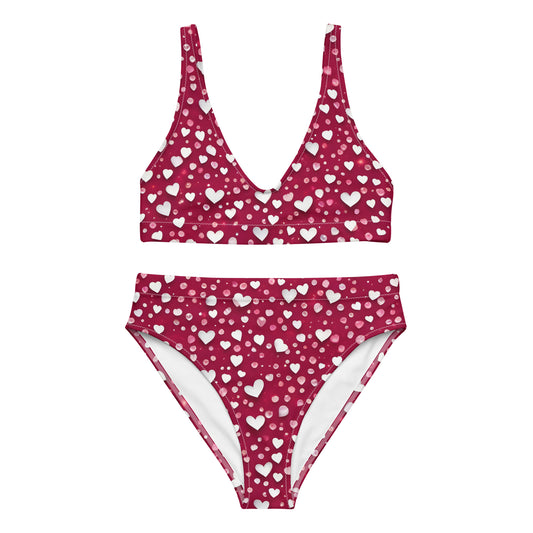 Rain of Hearts on Red 2PC Swimsuit