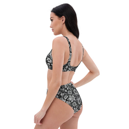 Black and White Floral 2PC Swimsuit