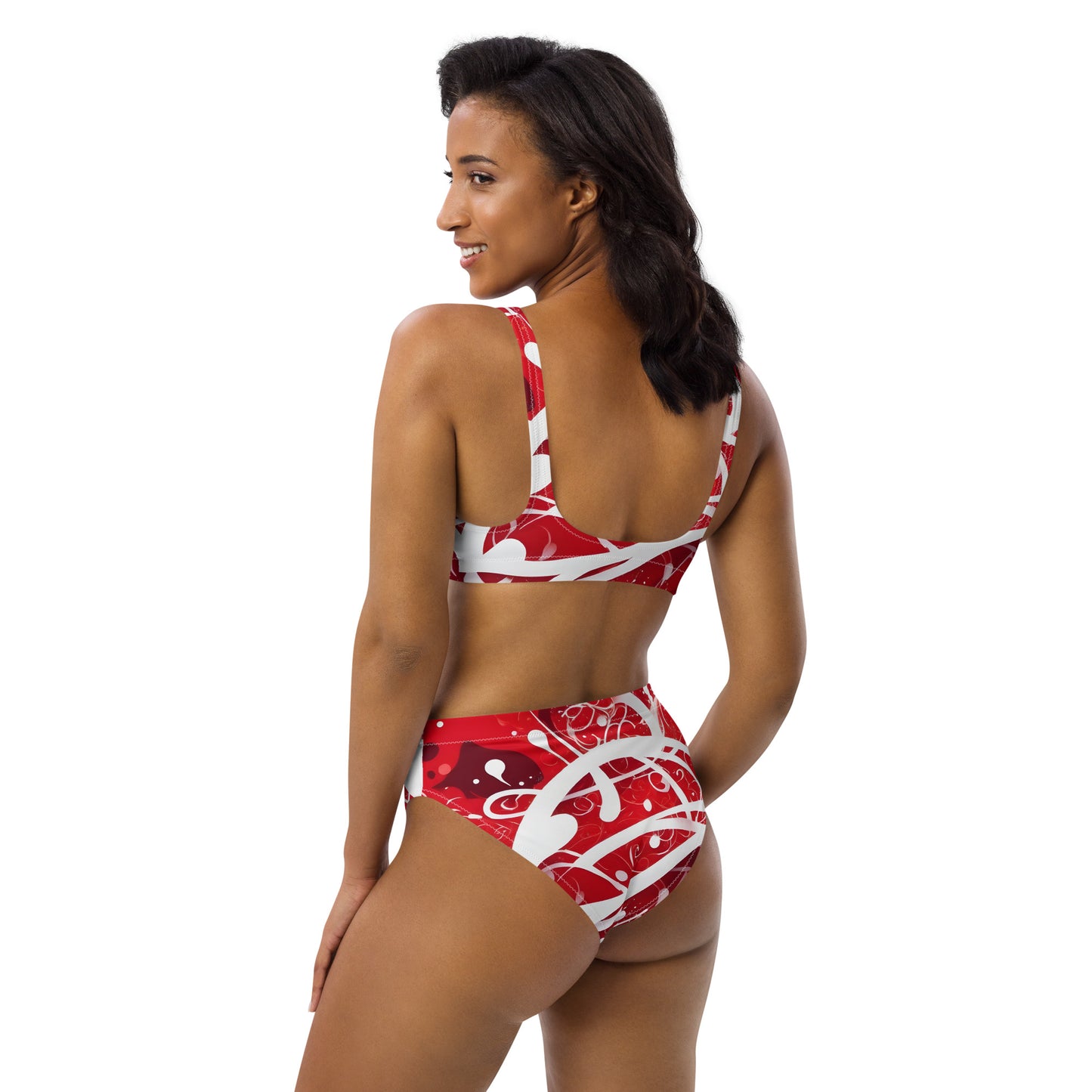 Red and White Splash Art 2PC Swimsuit