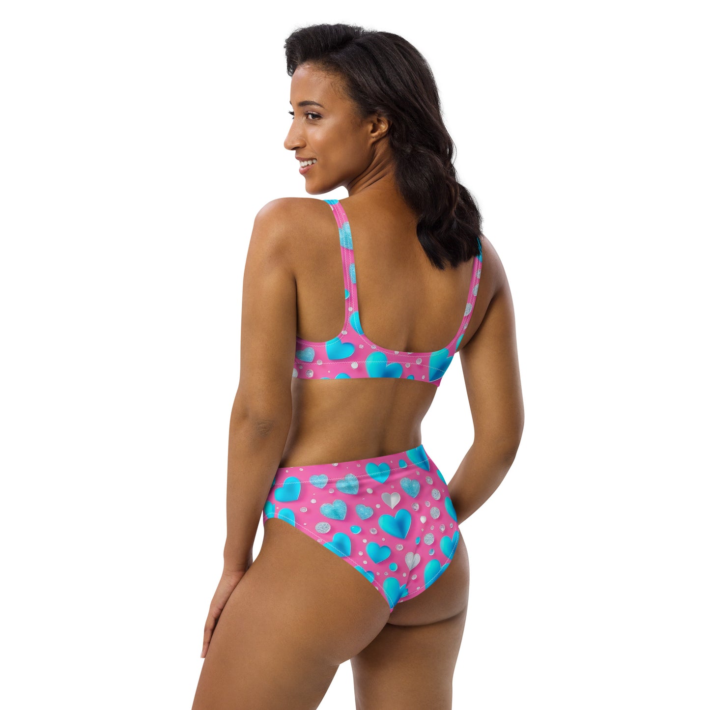 Cute Blue Hearts on Pink 2PC Swimsuit