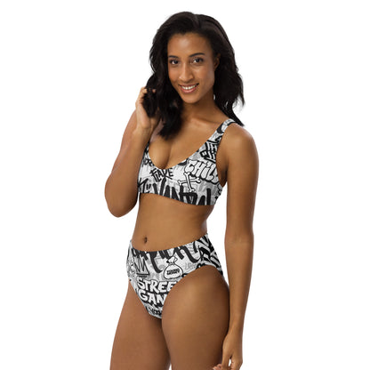 Black and White Graffiti Art 2PC Swimsuit