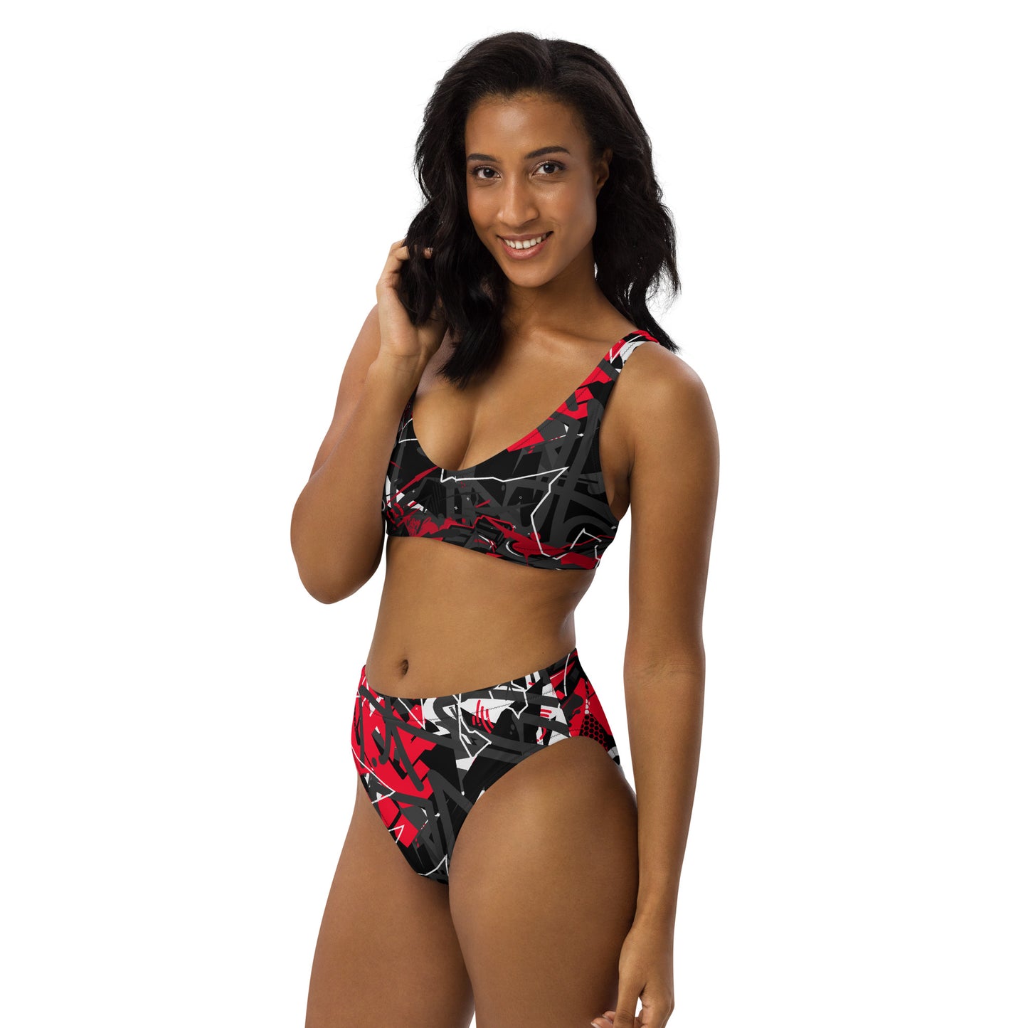 Black and Red Graffiti Art 2PC Swimsuit