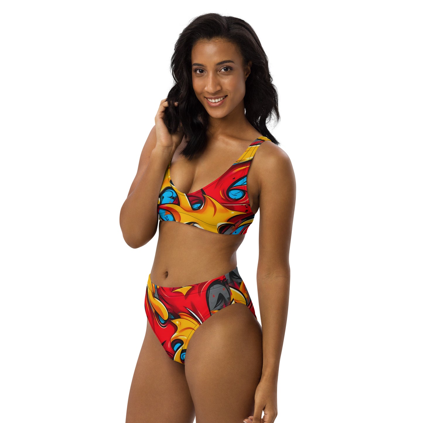 Red and Yellow Graffiti Art 2PC Swimsuit