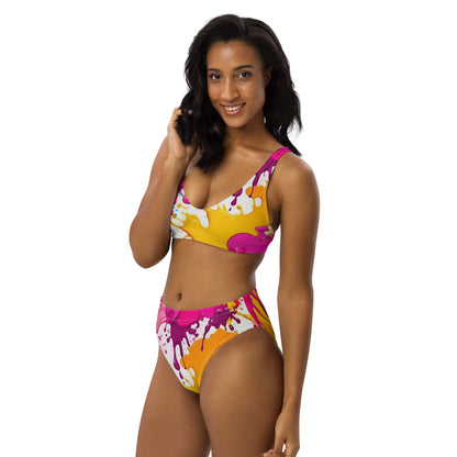 Pink and Yellow Splash Art 2PC Swimsuit