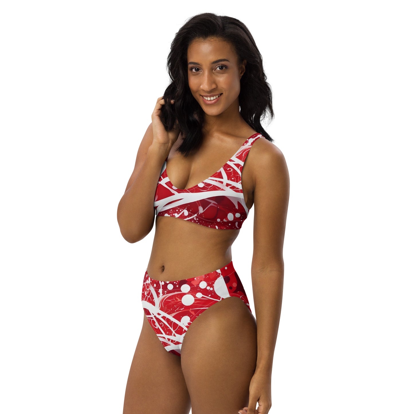 Red and White Splash Art 2PC Swimsuit