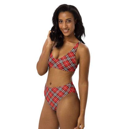 Red Plaid with White Stripes 2PC Swimsuit