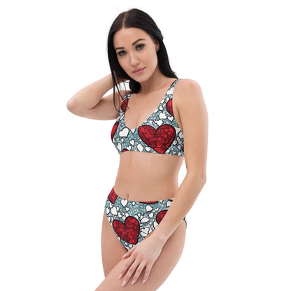 Red Hearts on White 2PC Swimsuit