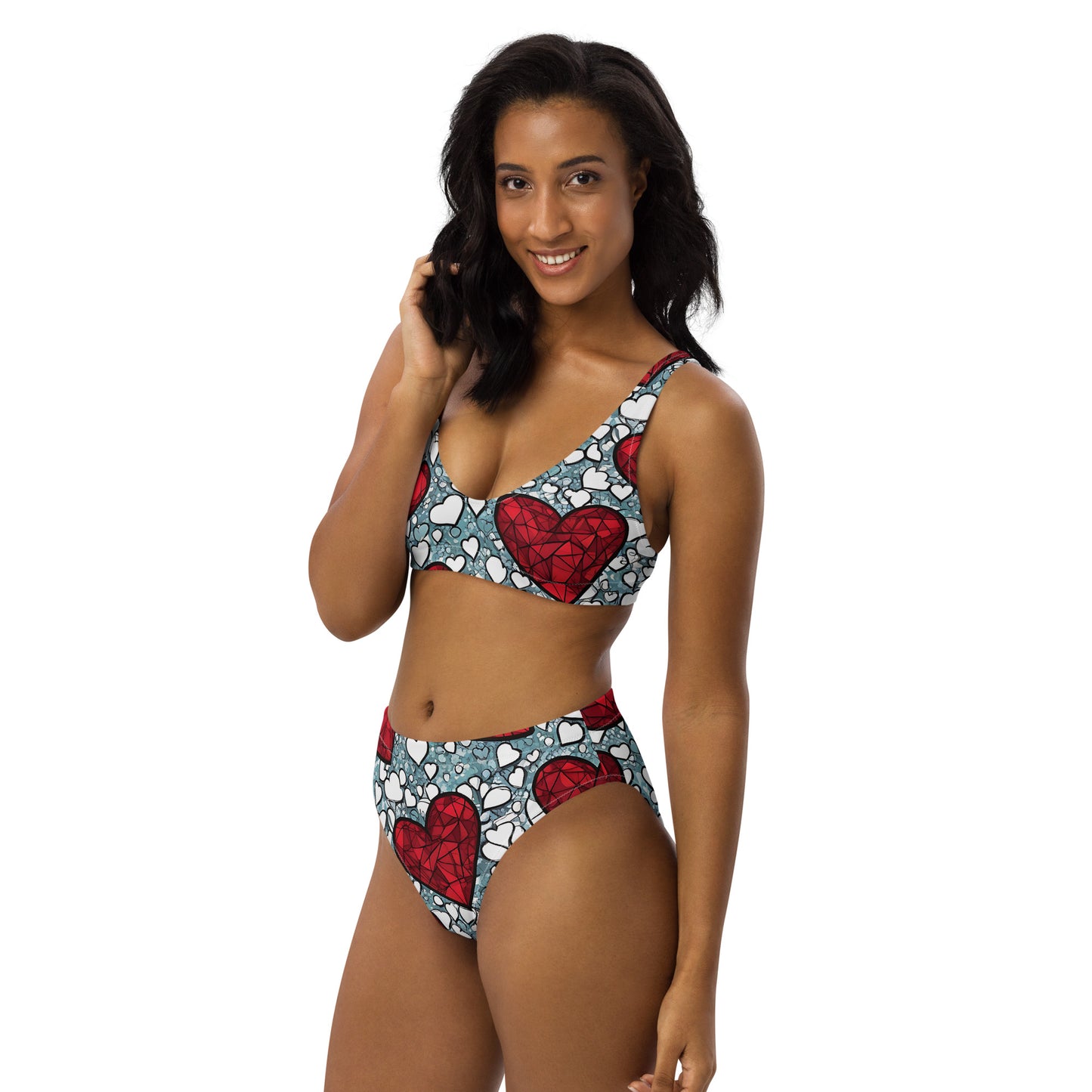 Red Hearts on White 2PC Swimsuit