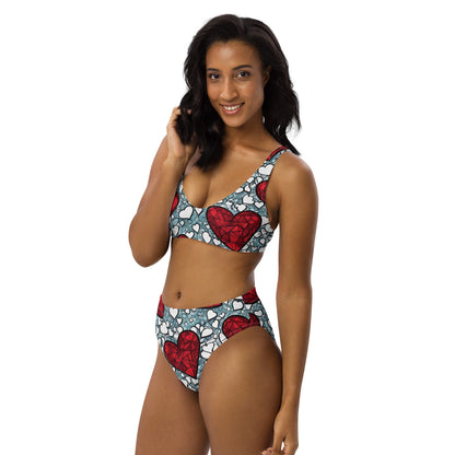 Red Hearts on White 2PC Swimsuit