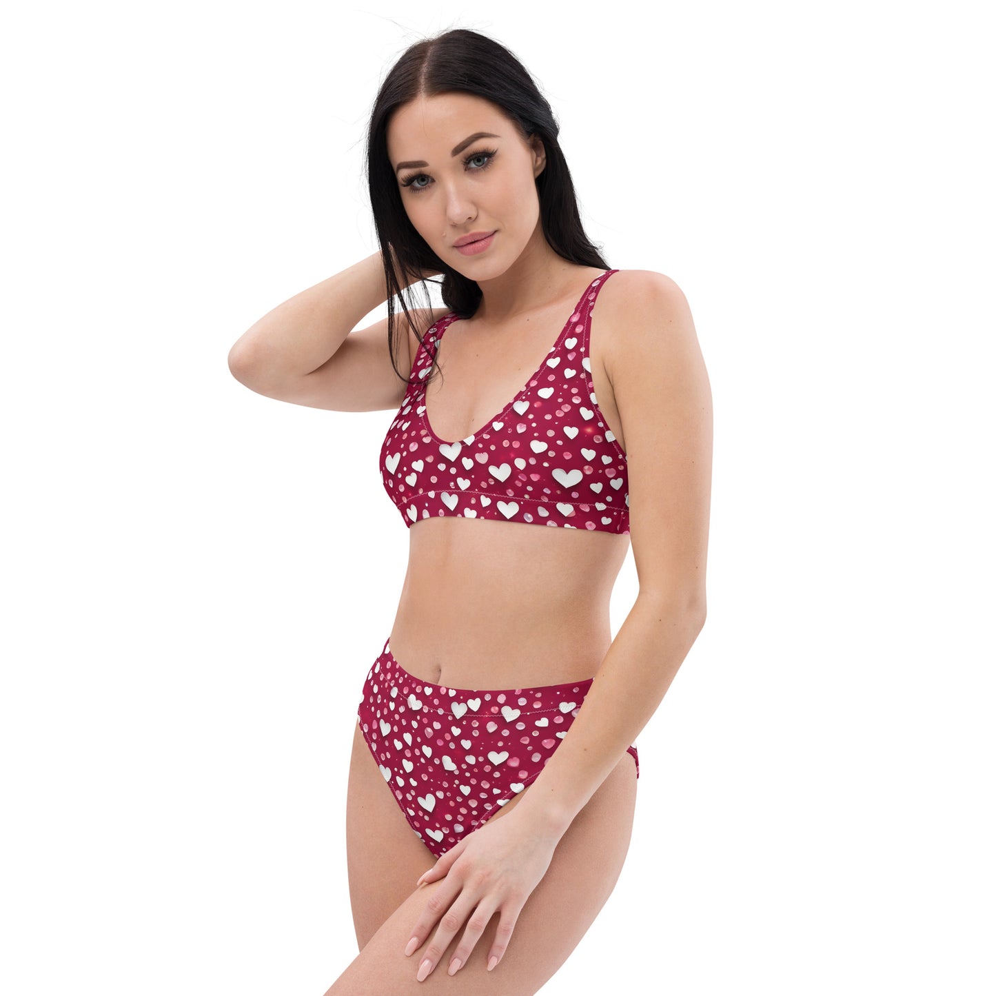 Rain of Hearts on Red 2PC Swimsuit