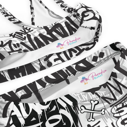 Black and White Graffiti Art 2PC Swimsuit