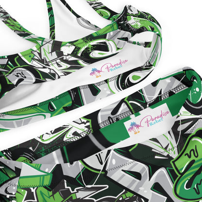 Green Graffiti Art 2PC Swimsuit