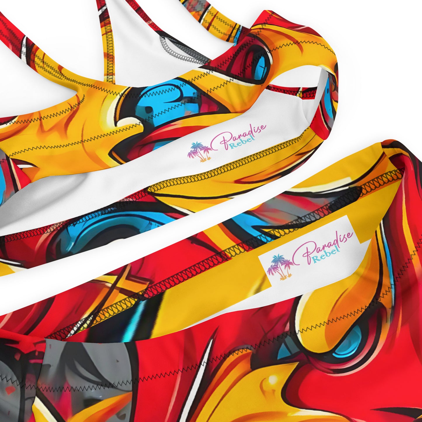 Red and Yellow Graffiti Art 2PC Swimsuit