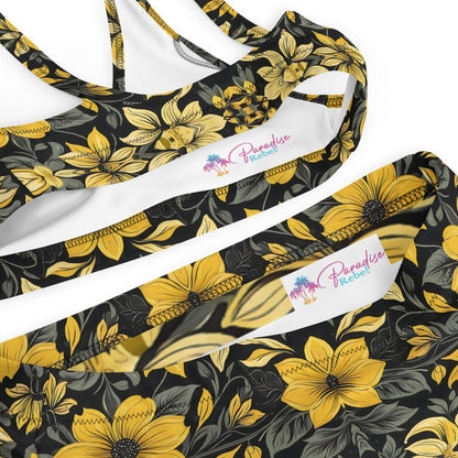 Black and Yellow Floral 2PC Swimsuit