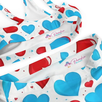 Red and Blue Hearts Cute 2PC Swimsuit