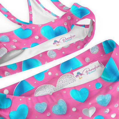 Cute Blue Hearts on Pink 2PC Swimsuit