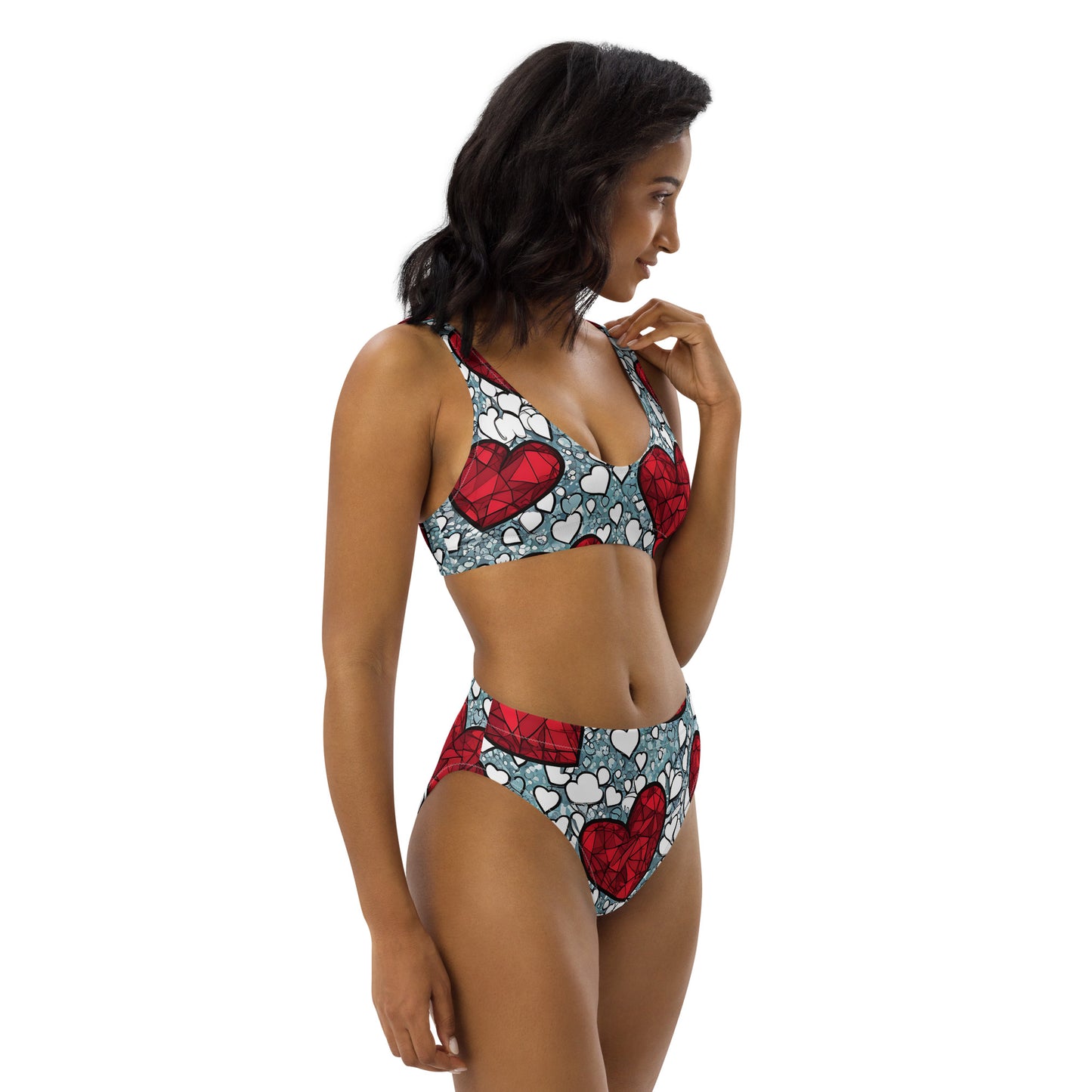 Red Hearts on White 2PC Swimsuit