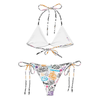 White Graffiti Art Bikini