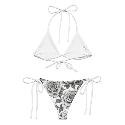 Black and White Roses Tattoo Style Bikini