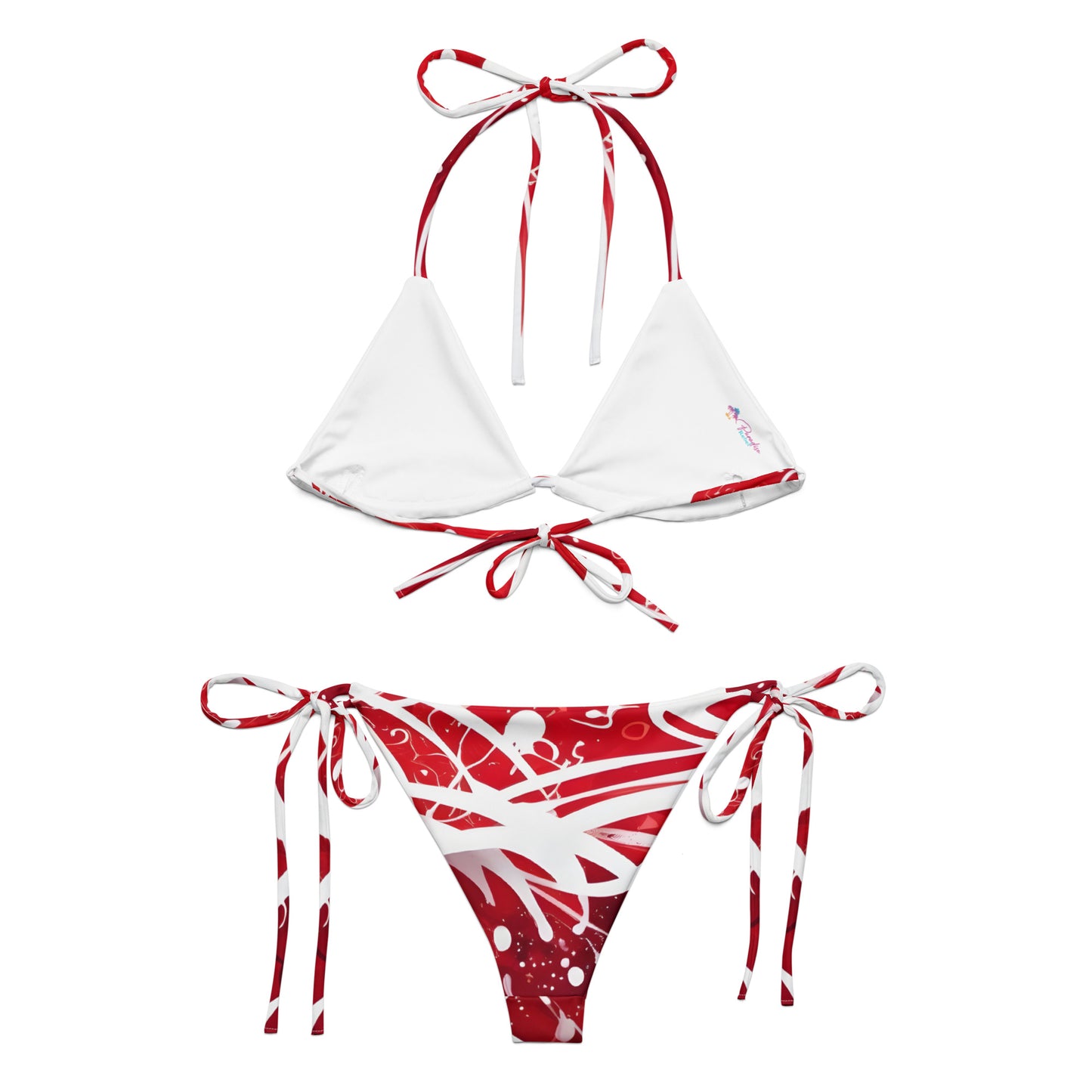 Red and White Splash Art Bikini