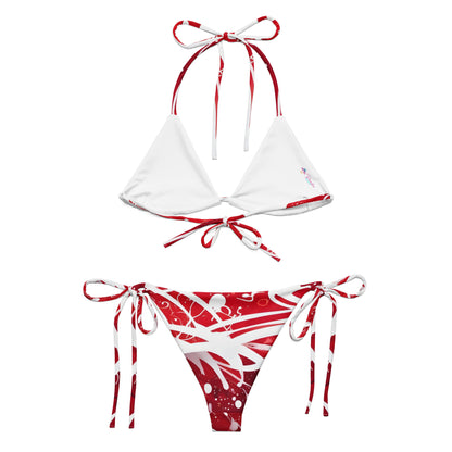 Red and White Splash Art Bikini