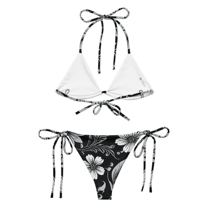 Black and White Floral Bikini