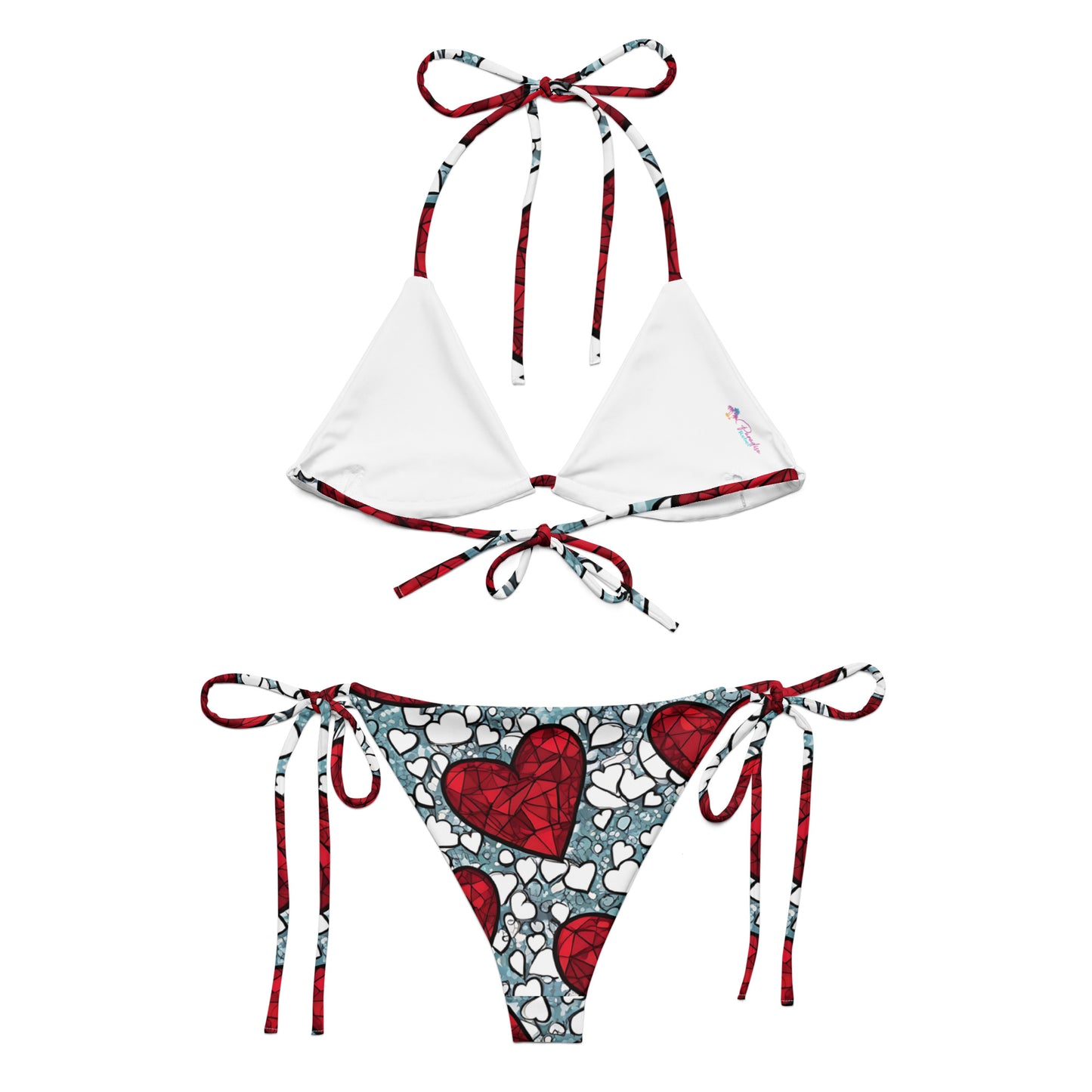 Red Hearts on White Bikini