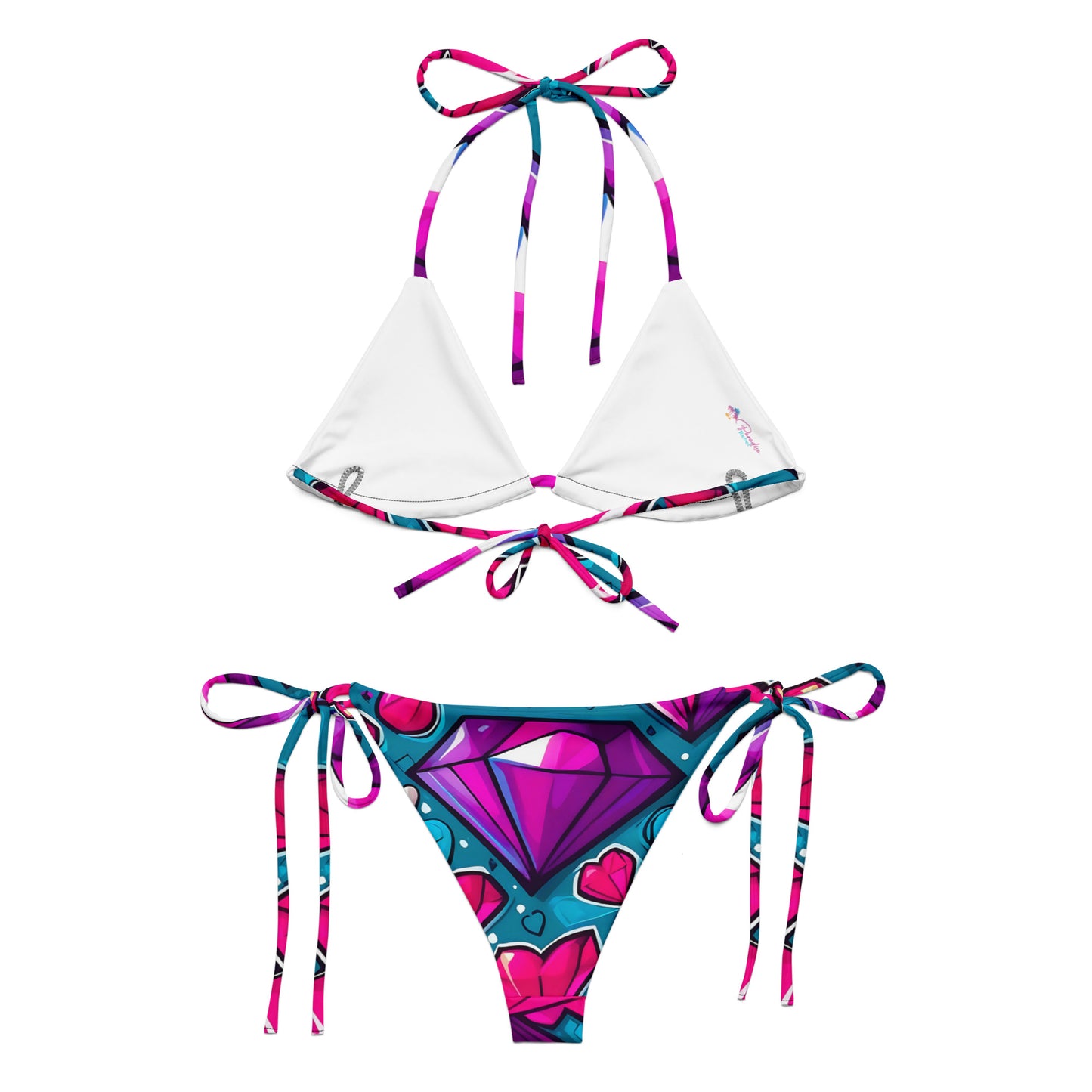 Colorful Diamond Hearts Bikini