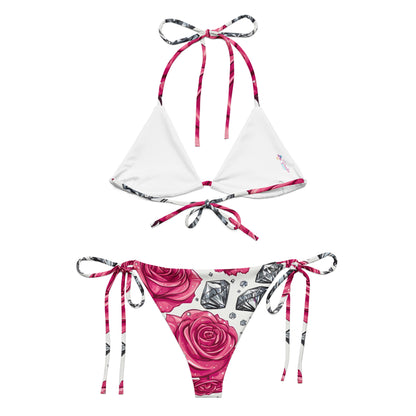 Roses and Diamonds on White Bikini