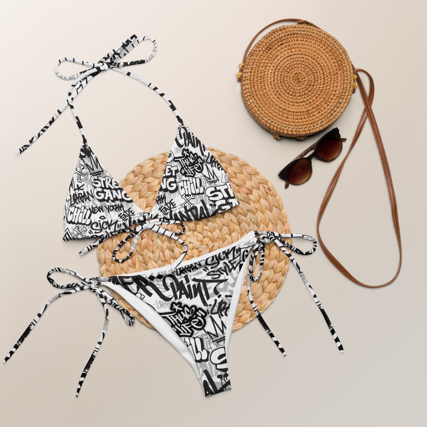 Black and White Graffiti Art Bikini