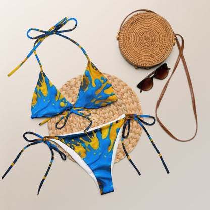 Blue and Yellow Splash Art Bikini