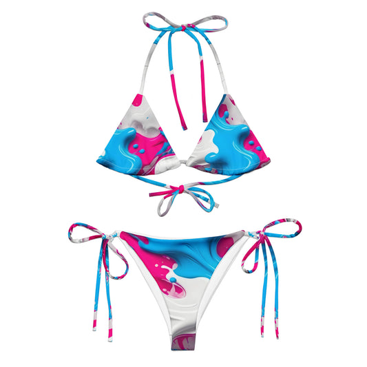 Blue and Pink Splash Art Bikini