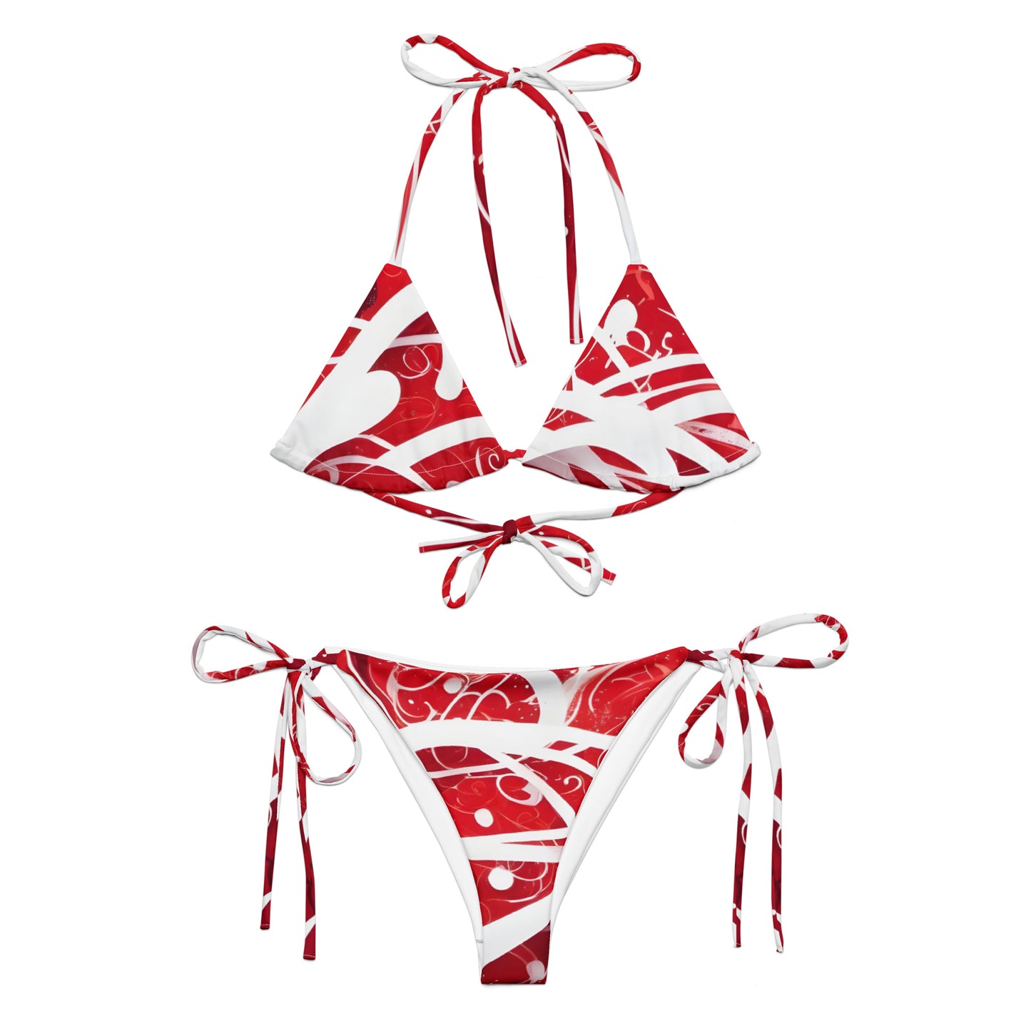 Red and White Splash Art Bikini