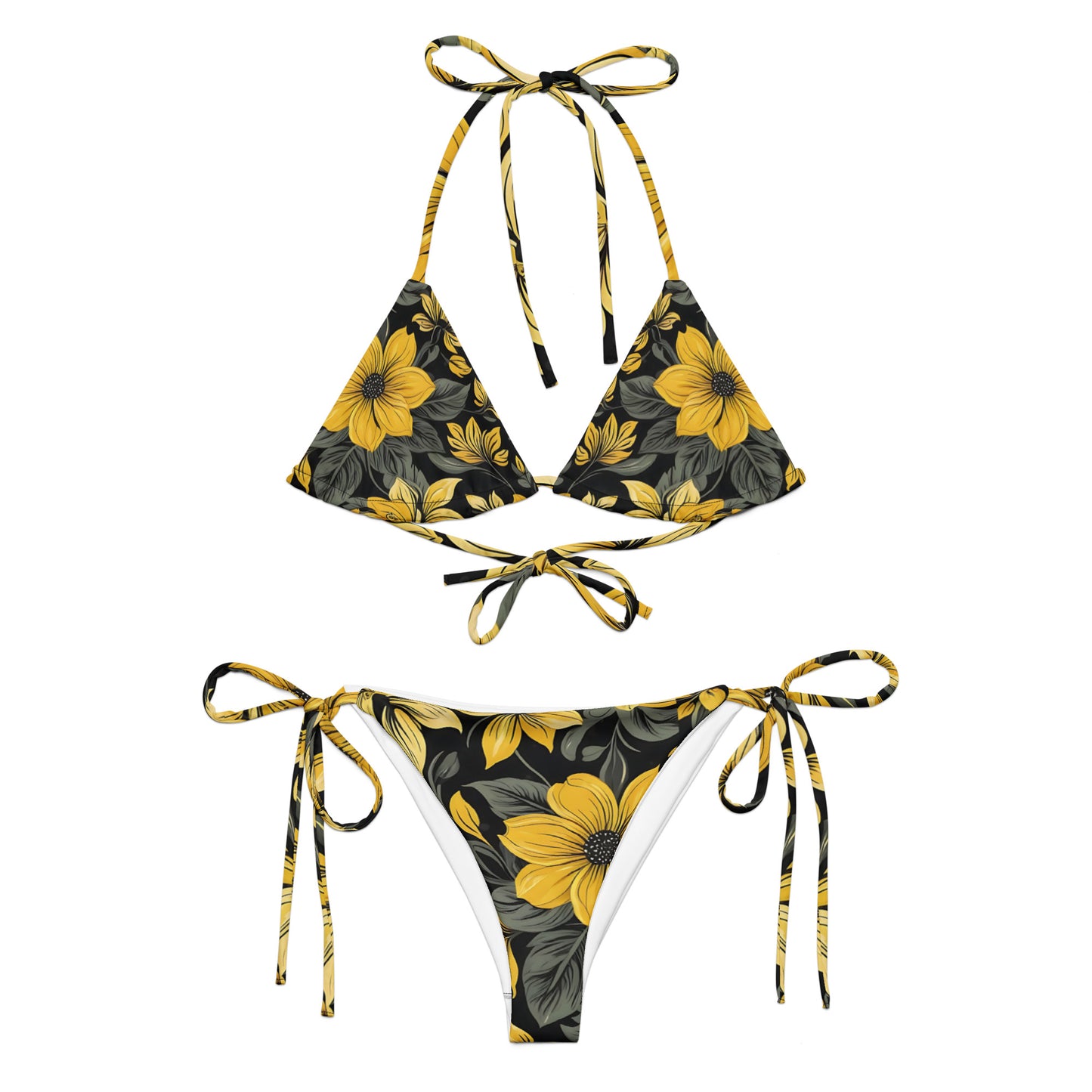 Black and Yellow Floral Bikini