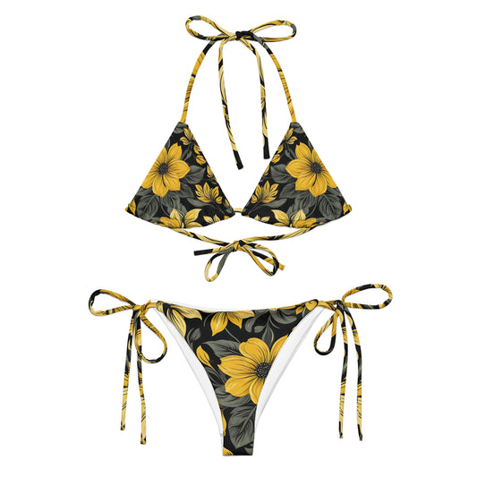 Black and Yellow Floral Bikini